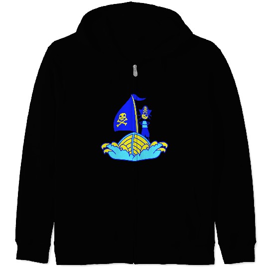 Pirate Ship Child Captain Bad Buccaneer Boy Waves Zip Hoodies