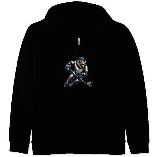 Lion Wildcat Hockey Player Hockey Club Zip Hoodies