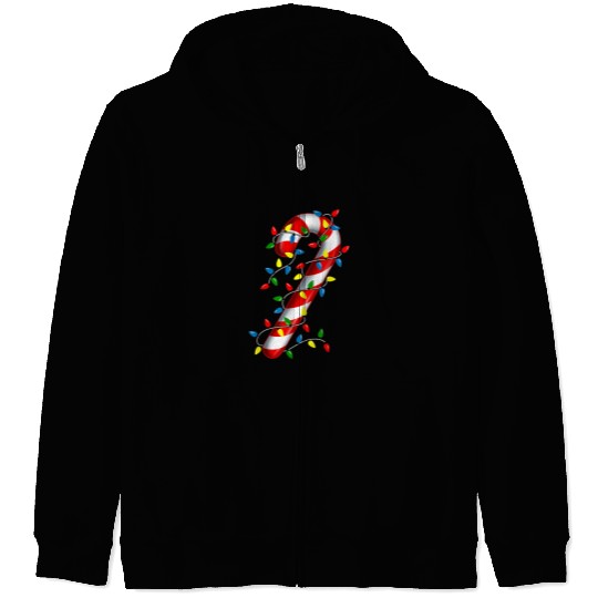 Candy Cane Merry and Bright Christmas Lights Candy Zip Hoodies