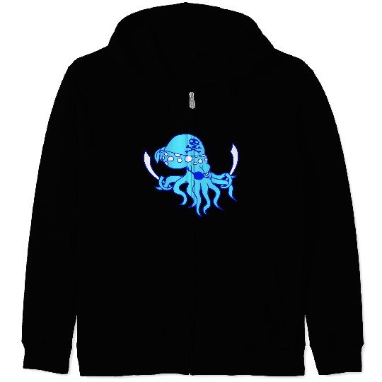 Evil Octopus Pirate Cool Cephalopod Squid Cartoon Zip Hoodies