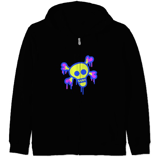 Pirate Skull and Bones Skeleton Graffiti Drops Fun Zip Hoodies