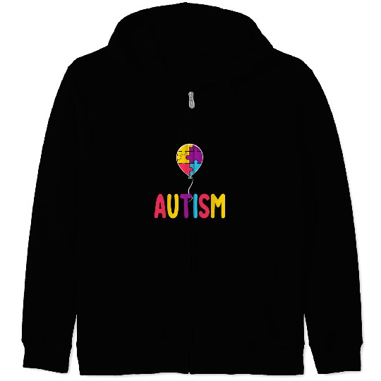 Autism Awareness Balloon - Spread Love and Support Zip Hoodies