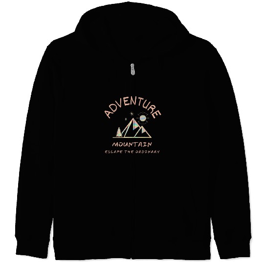 Adventure- mountain escape the ordinary Zip Hoodies