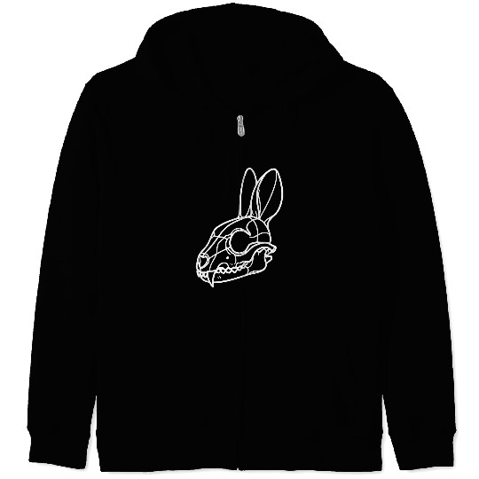 Minimalistic Vector Rabbit Skull Kids Drawing Zip Hoodies