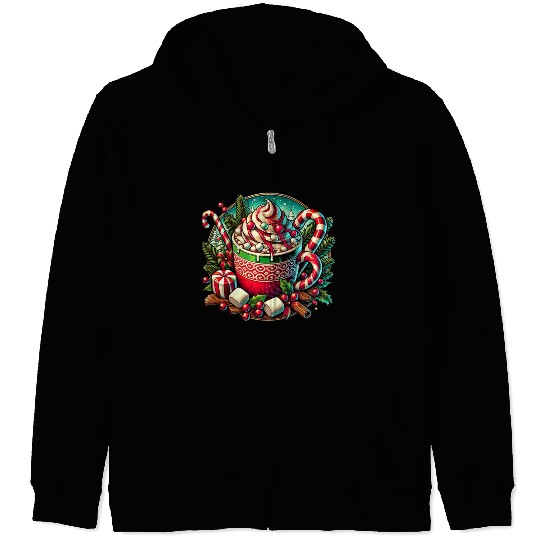 Festive Hot Cocoa Christmas Delight Zip Hoodies