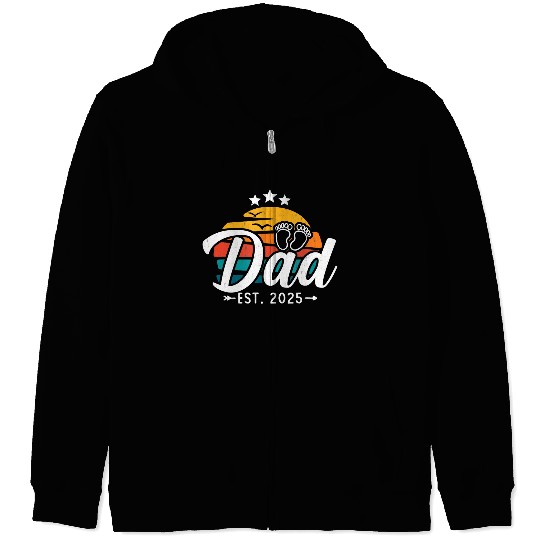 Dad Est 2025 Retro Vintage Dad Zip Hoodies