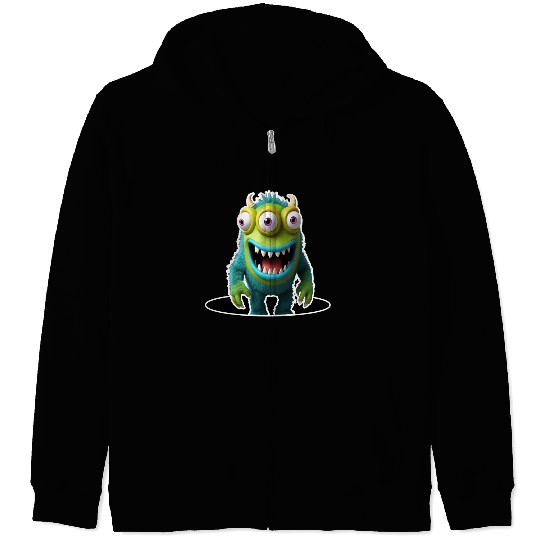 Colorful Monster Character Illustration Zip Hoodies