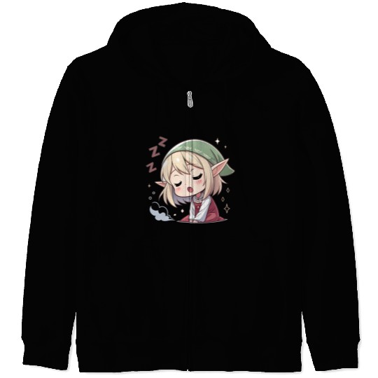 Sleepy Sprite: Cute Elf Napping So Lovingly Zip Hoodies