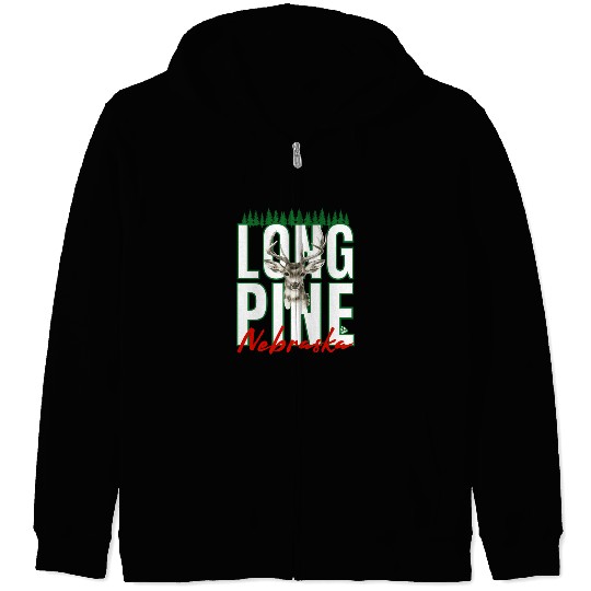 LONG PINE NEBRASKA DEER Family Design Zip Hoodies
