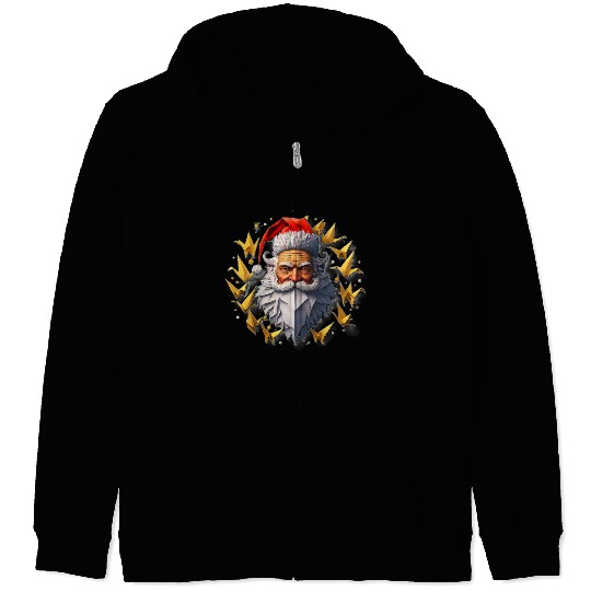 Festive Santa Claus Unique Holiday Design Santa Zip Hoodies