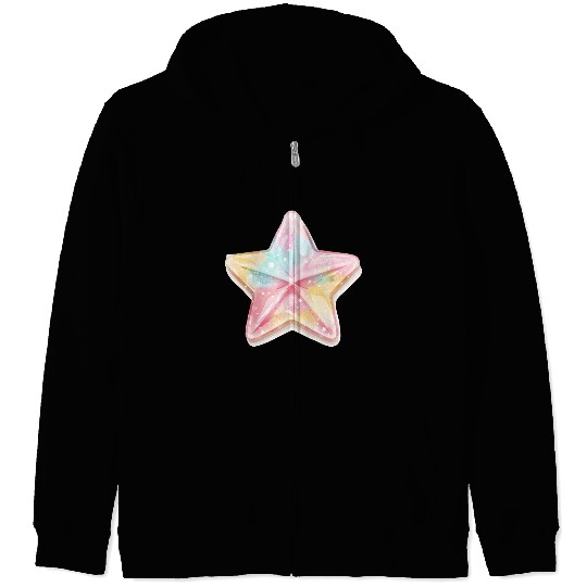 Pastel Star Shiny Bright Colorful Star Zip Hoodies