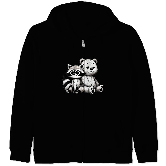 Raccoon & Bear Friendship - Snuggly Companions Zip Hoodies