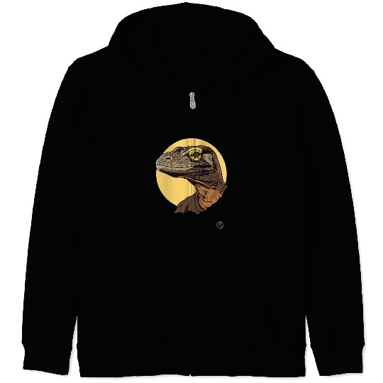 Realistic Komodo Dragon Portrait Zip Hoodies