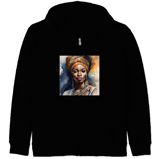 African Woman Portrait F Zip Hoodies