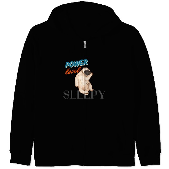 Sleepy Pug Dog black prints Zip Hoodies