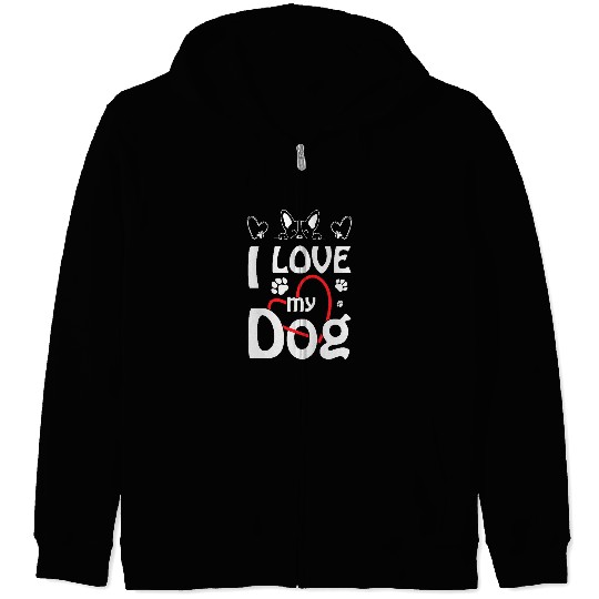 I Love My Dog: Cute Dog Lover Design Zip Hoodies
