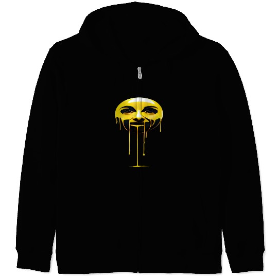 Melting Gold Face Zip Hoodies
