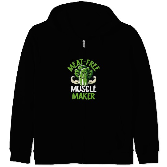 Meat-Free Muscle Maker Funny Vegan Gym Zip Hoodies
