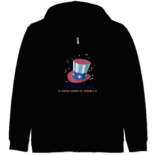 US flag on the hat.Presidents Day Zip Hoodies