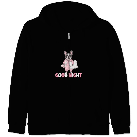 Cute Good Night French Bulldog Pajamas Zip Hoodies