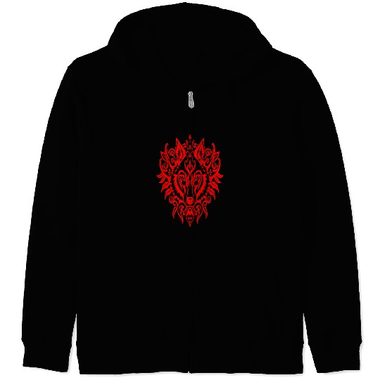 Tribal Red Wolf Spirit Zip Hoodies