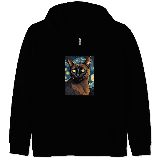 Cat painting red black cat Zip Hoodies