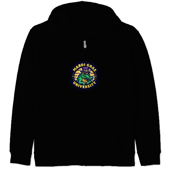 Mardi Gras University Alligator Men's Mardi Gras Zip Hoodies