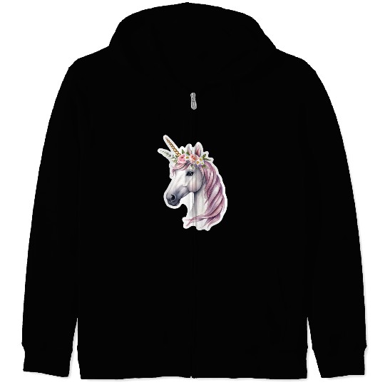 unicorn with flowers Zip Hoodies