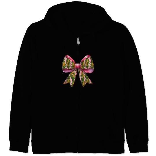 Coquette Bow Corn Pattern Farmer Farming Zip Hoodies