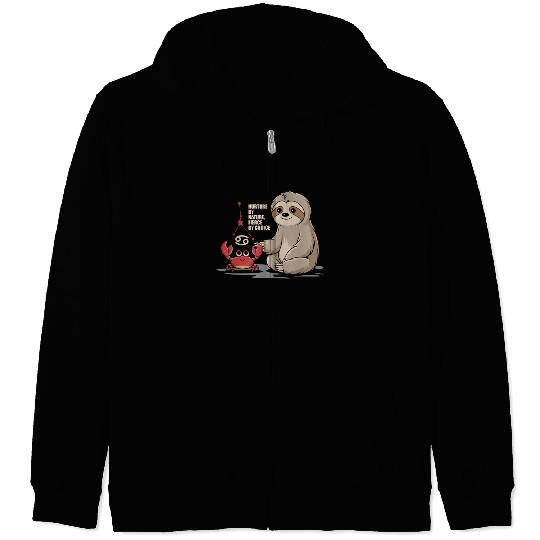 Cancer Zodiac Sloth: Nurture by Nature, Fierce by Zip Hoodies