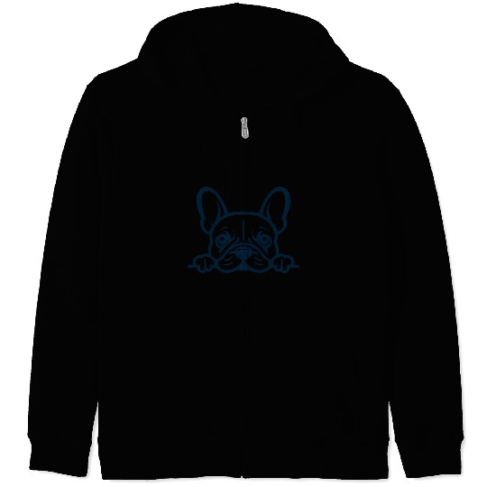 French Bulldog Frenchie Sweet Face Blue Zip Hoodies