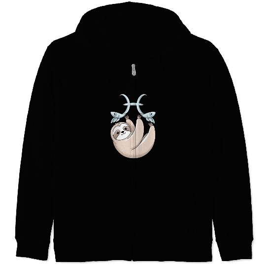 Pisces Zodiac Sloth Embracing Your Cosmic Calm Zip Hoodies