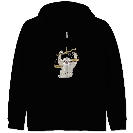 Charming Libra Zodiac Sloth Balancing Serenity Zip Hoodies
