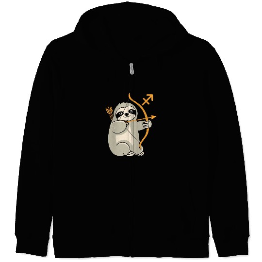 Sagittarius Zodiac Sloth Archer Adventure Zip Hoodies