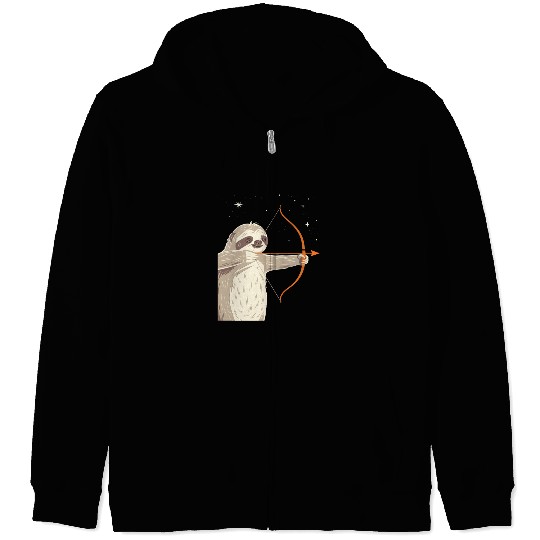 Sagittarius Zodiac Sloth Archer in the Stars Zip Hoodies