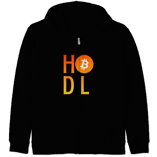 HODL Bitcoin Minimalist Art Zip Hoodies