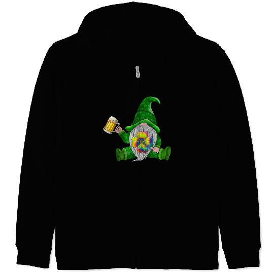 Irish Gnome Drink Beer Shamrock St Patricks Day Zip Hoodies
