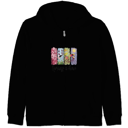 Spring Magic – Flowers, Bicycle & Nature Zip Hoodies