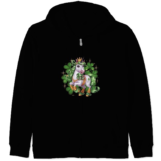 St. Patrick's Day Unicorn Funny Lucky Unicorn Zip Hoodies