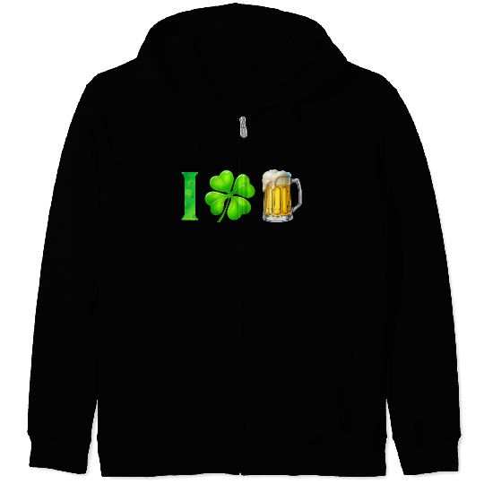 I Shamrock Beer Funny St Patrick's Day I Love Beer Zip Hoodies