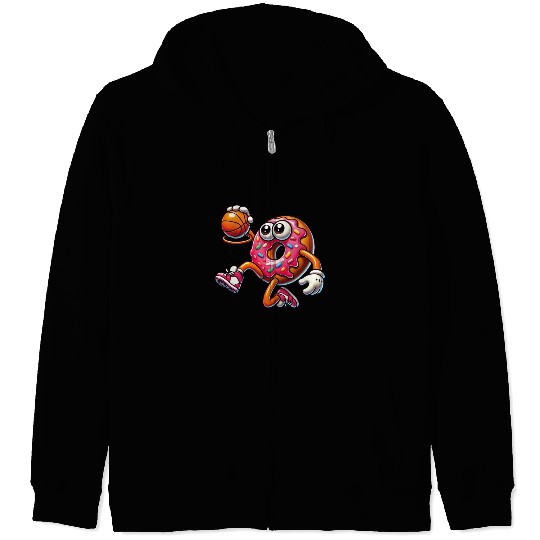 Funny Donut Dunking Cute Basketball Food Lover Zip Hoodies