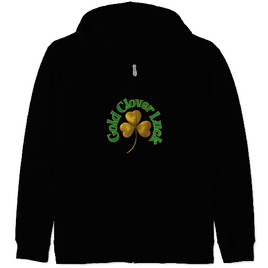 St. Patrick's Day - Gold Clover Luck Zip Hoodies