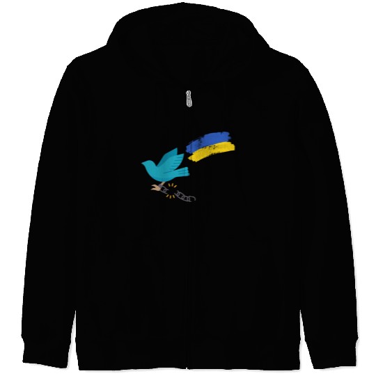 Dove of peace carrying the flag of Ukraine Zip Hoodies