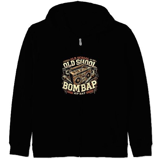 Old School Hip Hop Boom Bap Retro Design Zip Hoodies
