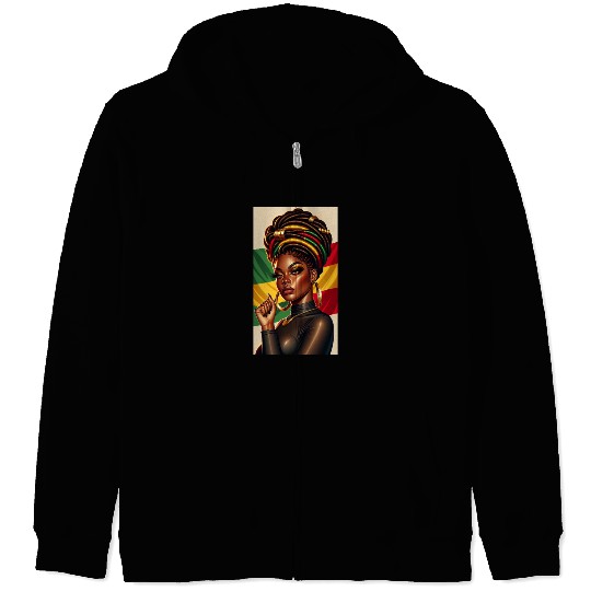 African Woman Zip Hoodies