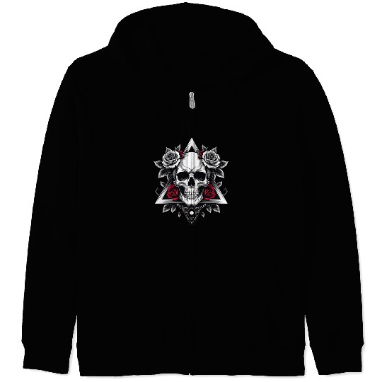 Gothic Skull & Roses Aesthetic Zip Hoodies