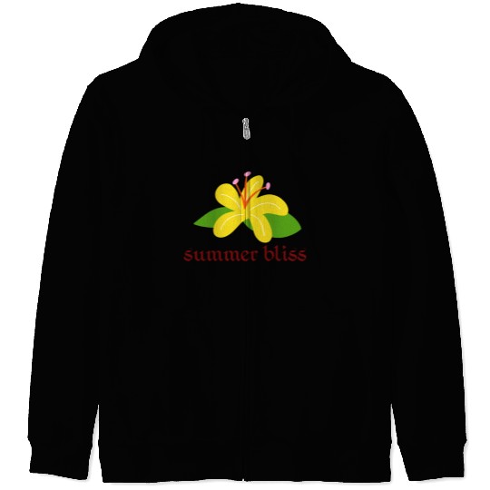 Bright Yellow Summer Blossom Design Zip Hoodies