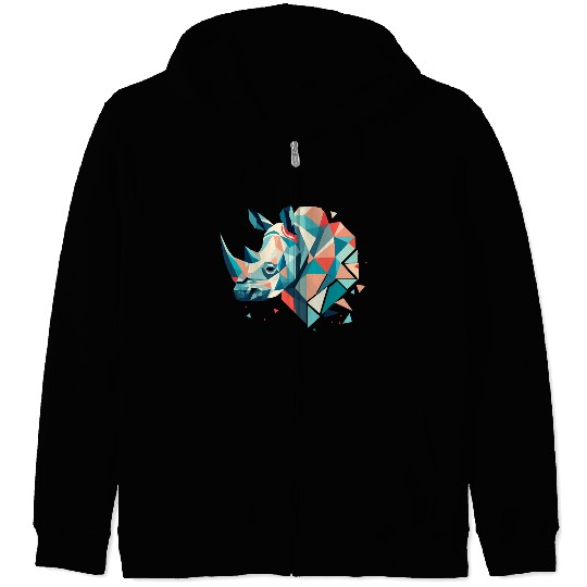 Abstract Rhinoceros - Geometric Strength Zip Hoodies
