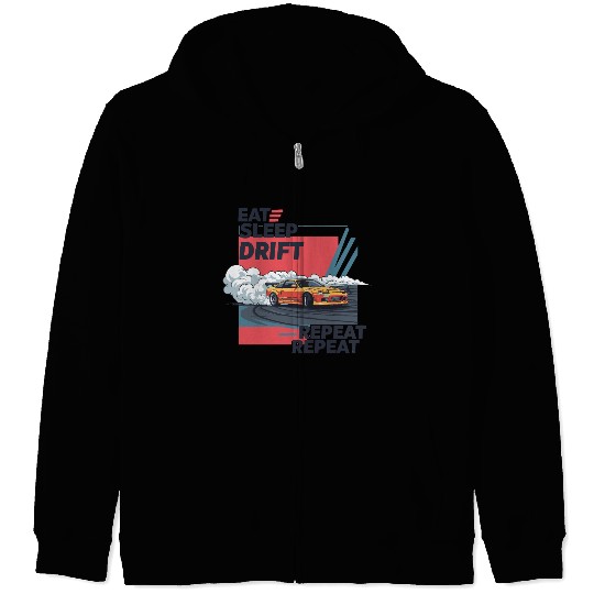 Eat Sleep Drift Repeat Zip Hoodies – Neon JDM Car Raci