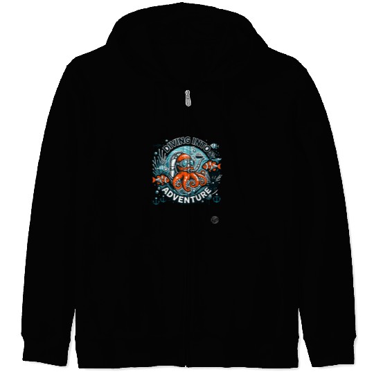 Diving Into Adventure – Octopus Diver Zip Hoodies